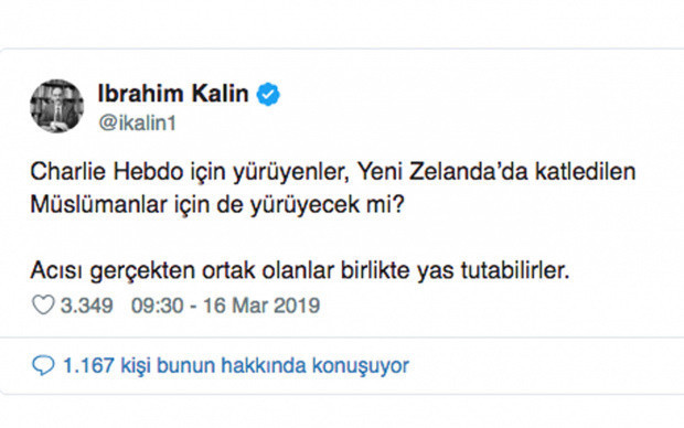 İbrahim Kalın: Charlie Hebdo için yürüyenler katledilen Müslümanlar için de yürüyecek mi? - Resim: 0