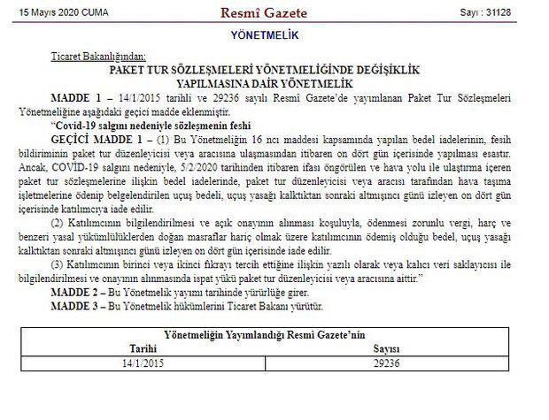 Resmi Gazete'de yayımlandı! Korona nedeniyle ücretler iade edilecek - Resim: 0