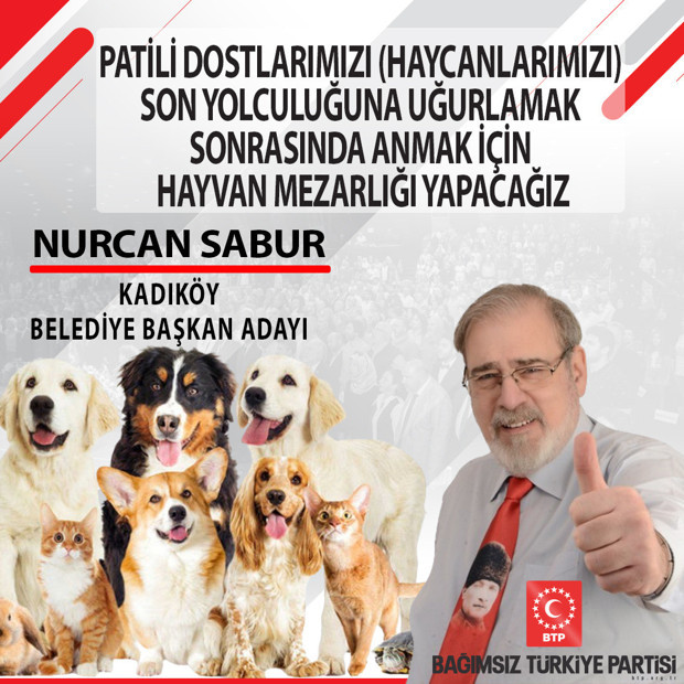 BTP Kadıköy Belediye Başkan Adayı Sabur’dan ilginç proje: Hayvan mezarlığı yapacağız - Resim: 0