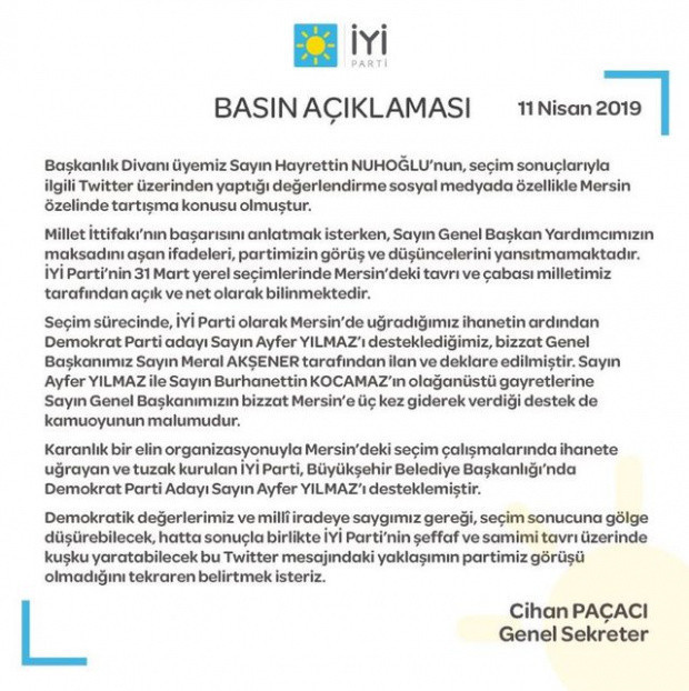 İYİ Parti'yi karıştıran tweet krizi Mesajlar silindi özür dilendi - Resim: 0
