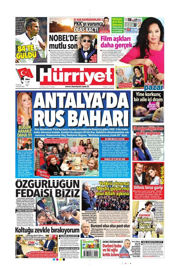 Gazete manşetleri Milliyet - Hürriyet - Sözcü 2 Nisan 2017 - Resim: 4