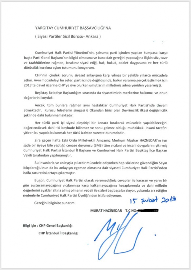 Eski Beşiktaş Belediye Başkanı Murat Hazinedar CHP'den istifa etti - Resim: 0
