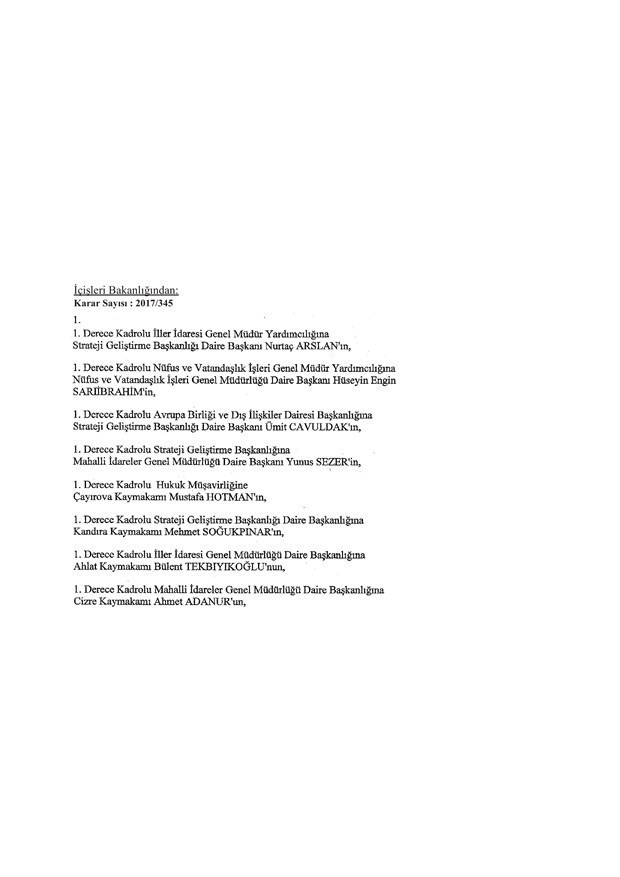 İçişleri Bakanlığı yaz kararnamesi 300 kişilik tam liste - Resim: 1