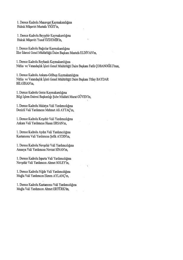 İçişleri Bakanlığı yaz kararnamesi 300 kişilik tam liste - Resim: 3