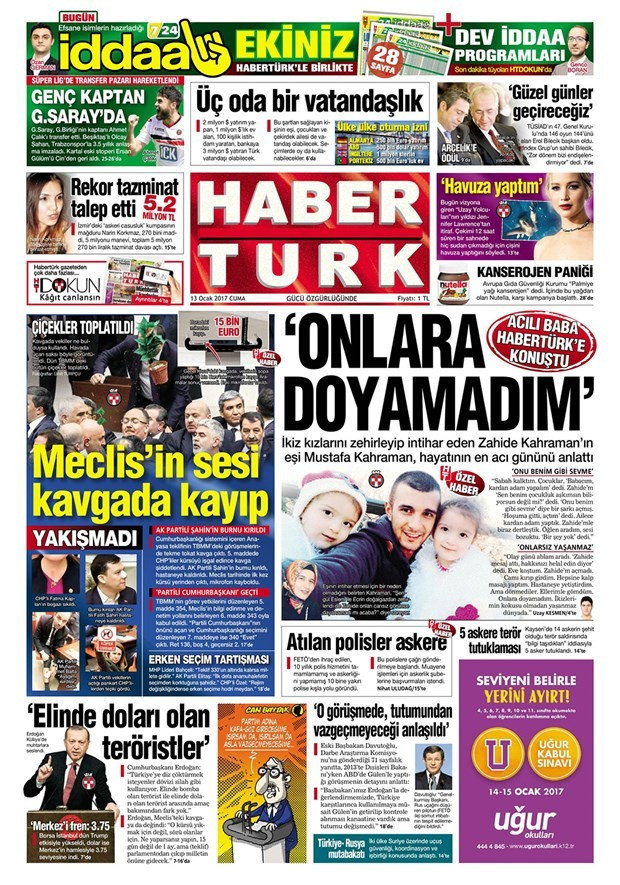 Gazete manşetleri 13 Ocak 2017 Hürriyet - Sözcü - Cumhuriyet ne yazdı? - Resim: 3