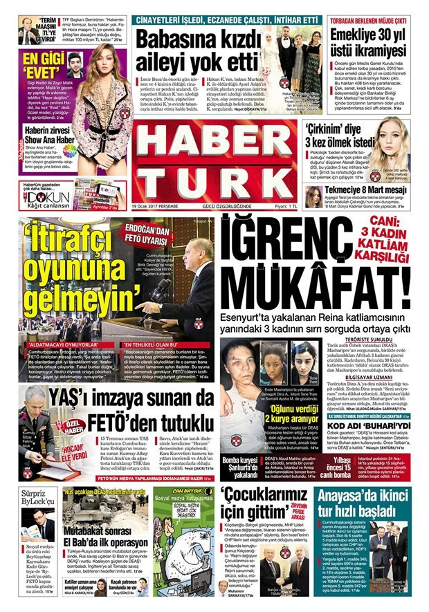 Gazete manşetleri 19 Ocak 2017 Sözcü - Hürriyet - Cumhuriyet ne yazdı? - Resim: 2