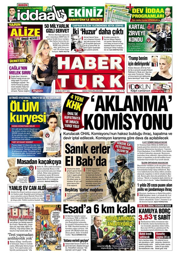Gazete manşetleri 24 Ocak 2017 Sözcü - Hürriyet - Milliyet ne yazdı? - Resim: 4