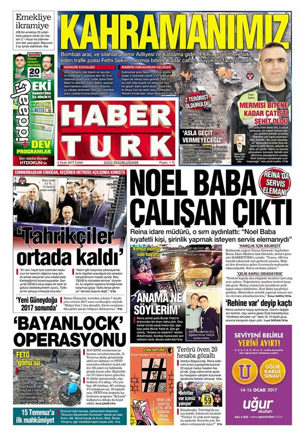 Gazete manşetleri 6 Ocak 2017 Sözcü - Hürriyet - Cumhuriyet  - Resim: 2