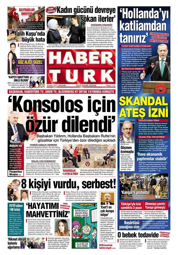 Gazete manşetleri Habertürk - Sözcü - Hürriyet 15 Mart 2017 - Resim: 4