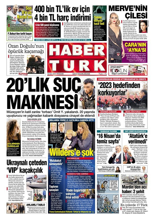 Gazete manşetleri Milliyet - Hürriyet - Vatan 16 Mart 2017 - Resim: 4