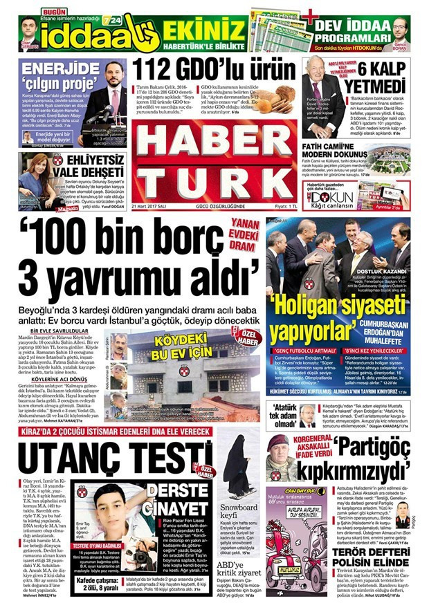 Gazete manşetleri Habertürk - Sözcü - Hürriyet 21 Mart 2017 - Resim: 4