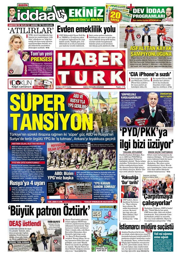 Gazete manşetleri Milliyet - Hürriyet - Sözcü 24 Mart 2017 - Resim: 4
