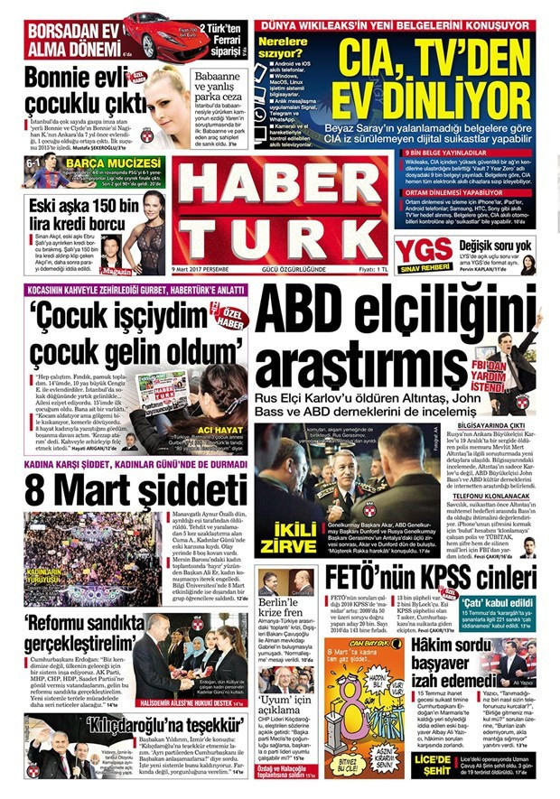 Gazete manşetleri Sözcü - Hürriyet - Milliyet 9 Mart 2017 - Resim: 4