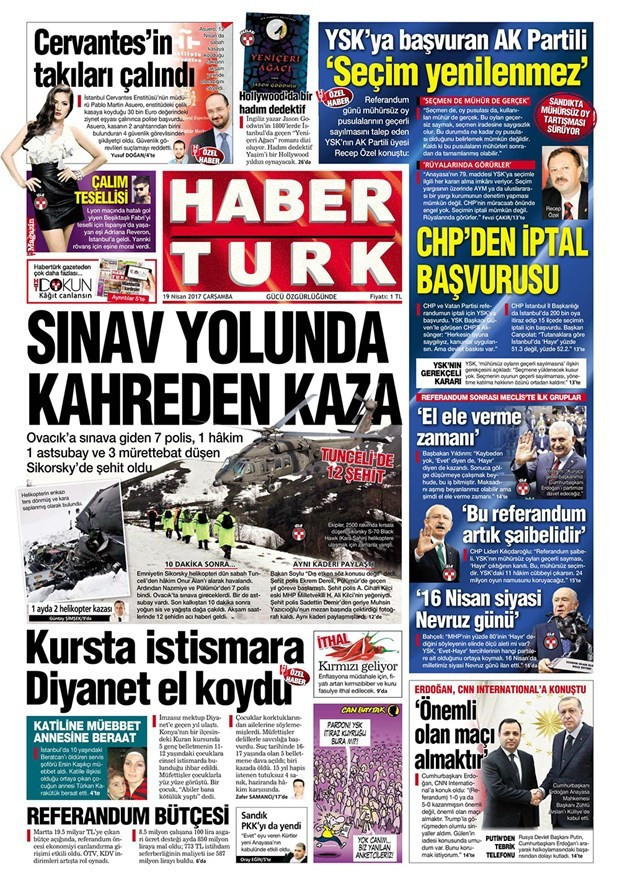 Gazete manşetleri Hürriyet - Sözcü - Milliyet 19 Nisan 2017 - Resim: 2