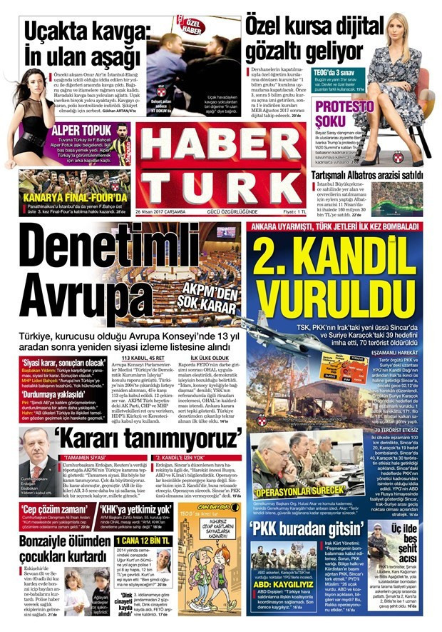 Gazete manşetleri Sözcü - Hürriyet - Milliyet 26 Nisan 2017 - Resim: 3