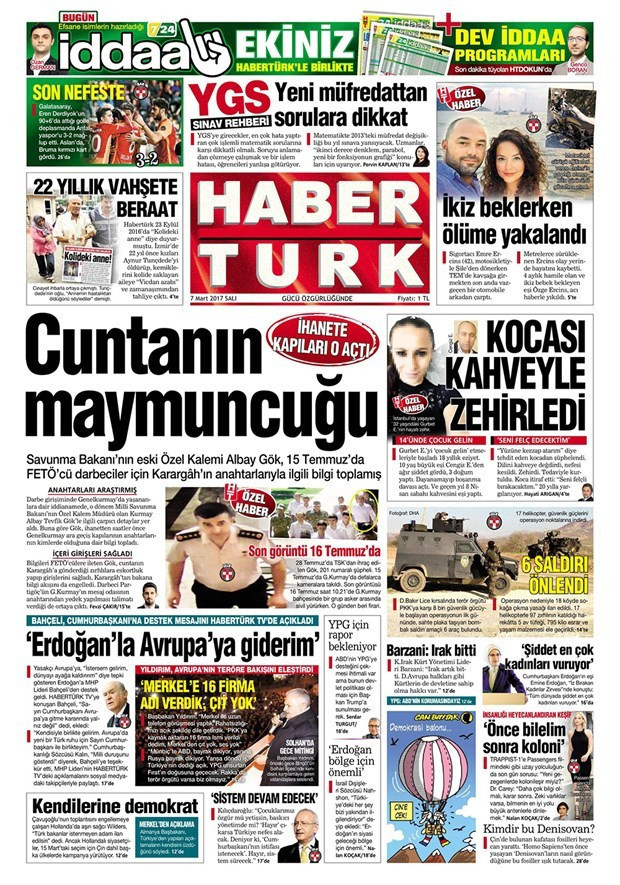 Gazete manşetleri Sözcü - Hürriyet - Milliyet 7 Nisan 2017 - Resim: 2