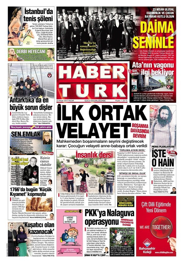 Gazete manşetleri Sözcü - Hürriyet - Habertürk 23 Nisan 2017 - Resim: 2