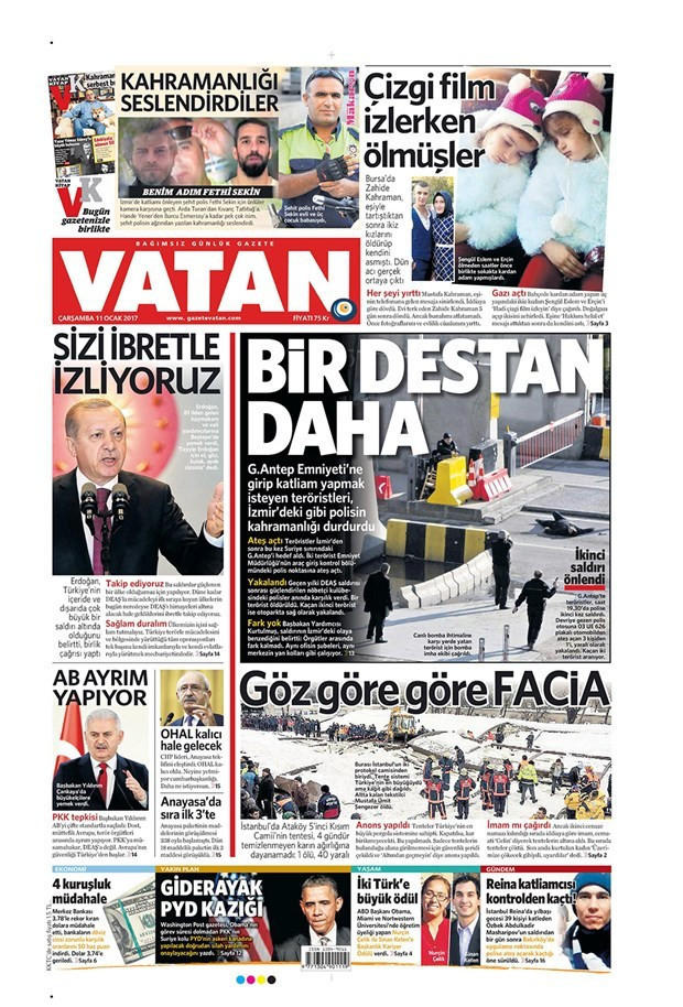 Gazete manşetleri 11 Ocak 2017 Sözcü - Cumhuriyet - Hürriyet ne yazdı? - Resim: 4