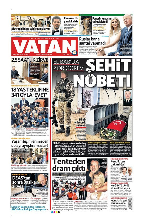 Gazete manşetleri 12 Ocak 2017 Hürriyet - Sözcü - Habertürk ne yazdı? - Resim: 4