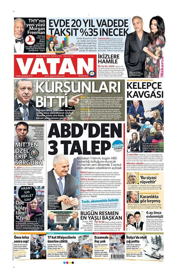Gazete manşetleri 20 Ocak 2017 Sözcü - Hürriyet - Cumhuriyet ne yazdı? - Resim: 3