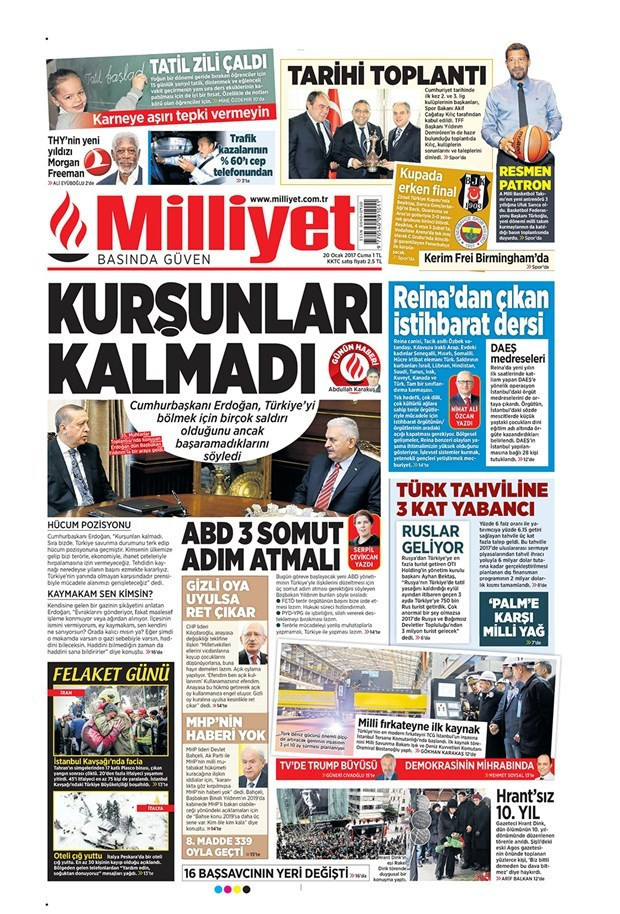 Gazete manşetleri 20 Ocak 2017 Sözcü - Hürriyet - Cumhuriyet ne yazdı? - Resim: 4