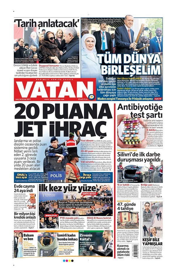 Gazete manşetleri 24 Ocak 2017 Sözcü - Hürriyet - Milliyet ne yazdı? - Resim: 1