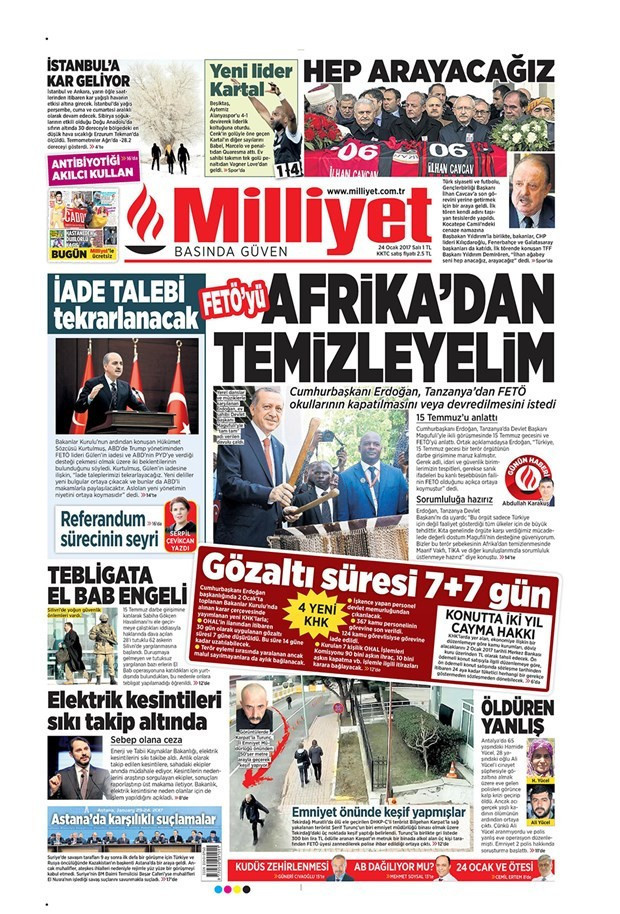 Gazete manşetleri 24 Ocak 2017 Sözcü - Hürriyet - Milliyet ne yazdı? - Resim: 3