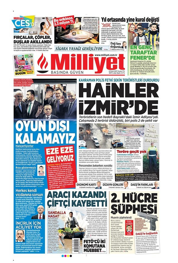 Gazete manşetleri 6 Ocak 2017 Sözcü - Hürriyet - Cumhuriyet  - Resim: 3