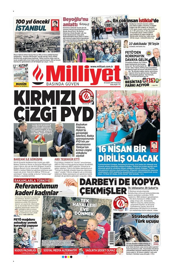 Gazete manşetleri 20 Şubat 2017 Sözcü - Milliyet - Habertürk - Resim: 4