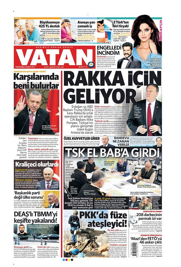 Gazete manşetleri Habertürk - Hürriyet - Sözcü 9 Şubat 2017 - Resim: 4