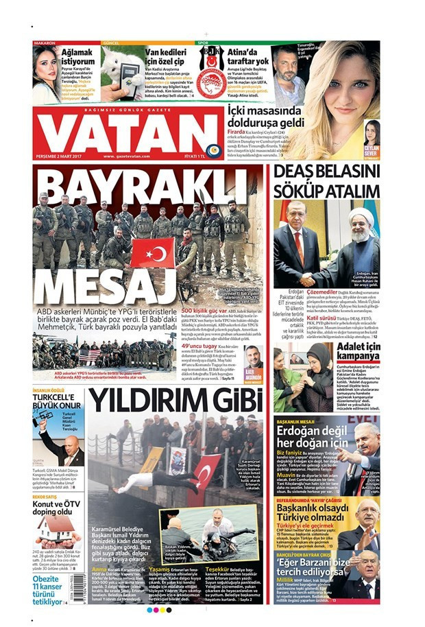 Gazete manşetleri Hürriyet - Sözcü - Vatan 2 Mart 2017 - Resim: 2