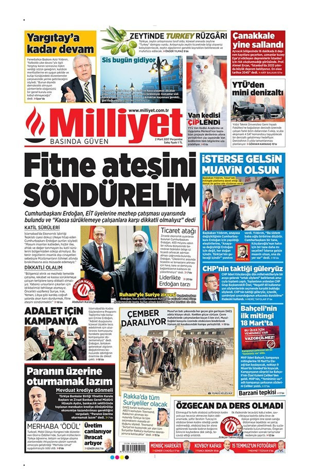 Gazete manşetleri Hürriyet - Sözcü - Vatan 2 Mart 2017 - Resim: 3