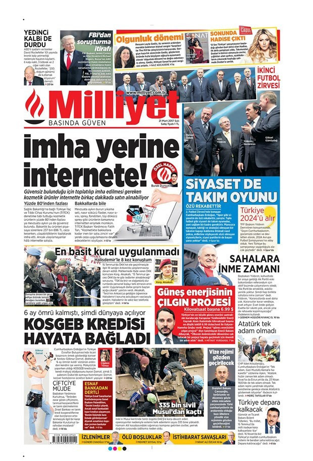 Gazete manşetleri Habertürk - Sözcü - Hürriyet 21 Mart 2017 - Resim: 2