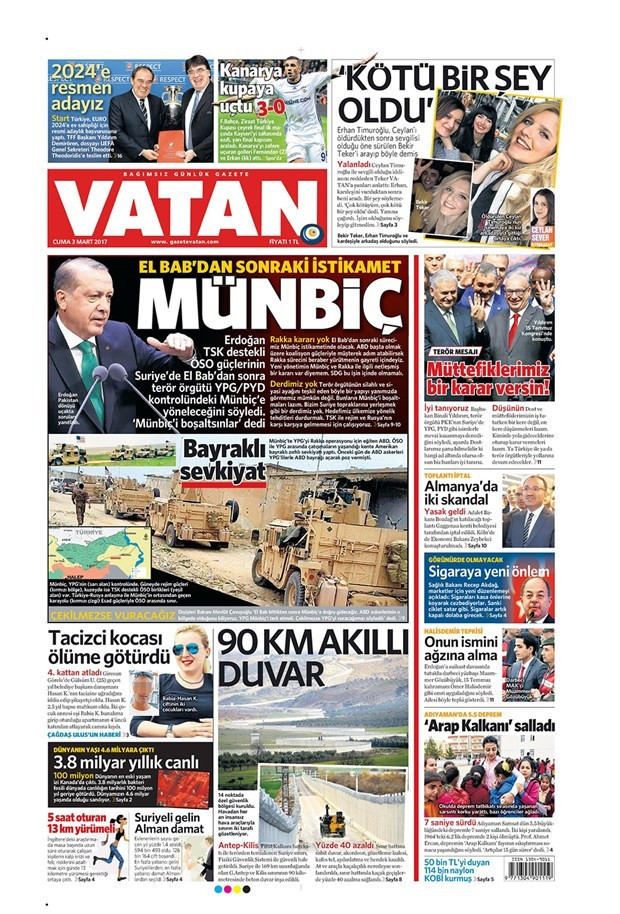 Gazete manşetleri Hürriyet - Sözcü - Habertürk 3 Mart 2017 - Resim: 2