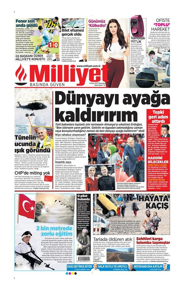 Gazete manşetleri Hürriyet - Habertürk - Sözcü 6 Mart 2017 - Resim: 3