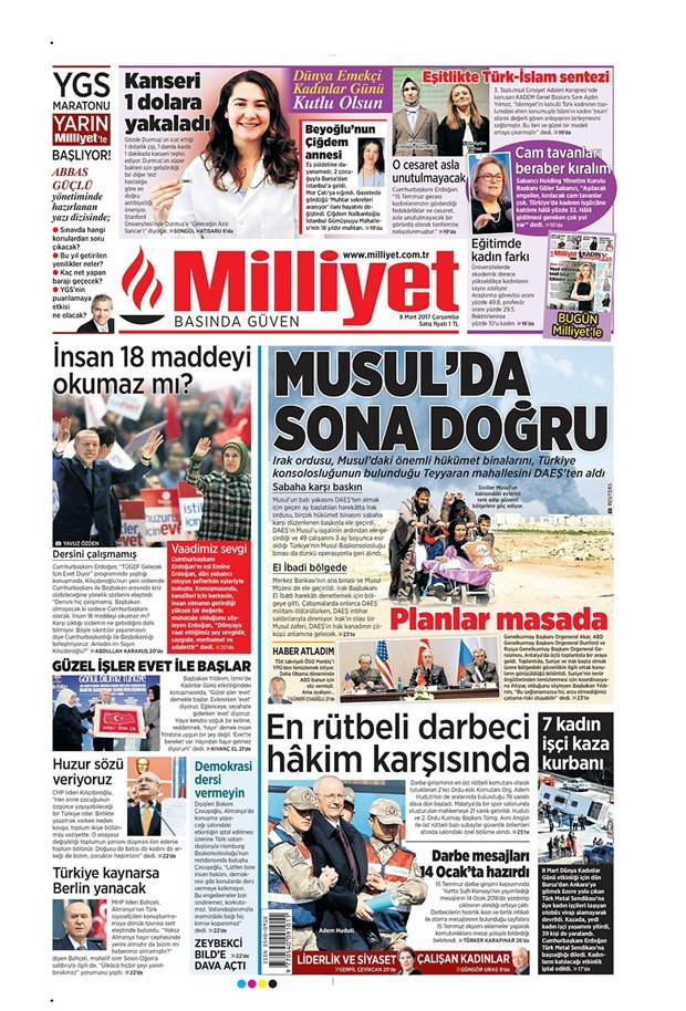 Gazete manşetleri Star - Vatan - Habertürk 8 Mart 2017 - Resim: 3