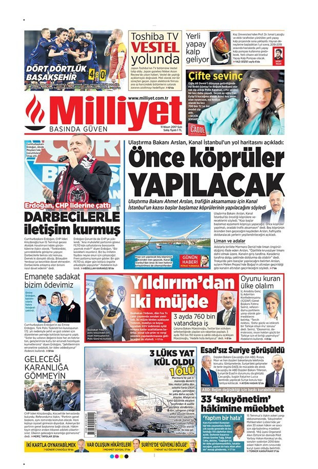 Gazete manşetleri Sözcü - Hürriyet - Sabah 11 Nisan 2017 - Resim: 4