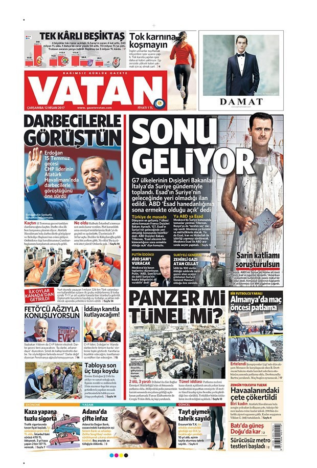 Gazete manşetleri Milliyet - Hürriyet - Sözcü 12 Nisan 2017 - Resim: 2