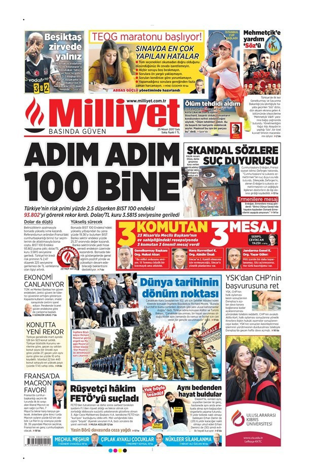 Gazete manşetleri Hürriyet - Aydınlık - Karar 25 Nisan 2017 - Resim: 3