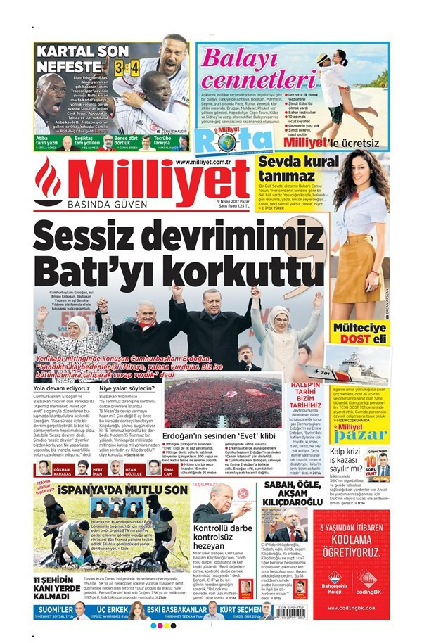 Gazete manşetleri Hürriyet - Sözcü - Sabah 9 Nisan 2017 - Resim: 2