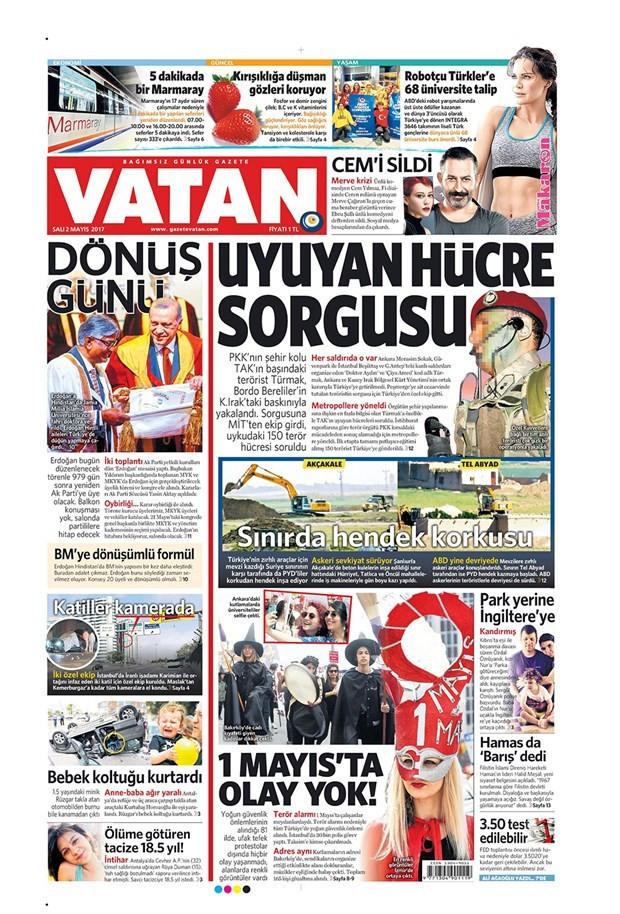 Gazete manşetleri Sözcü - Hürriyet - Karar 2 Mayıs 2017 - Resim: 3