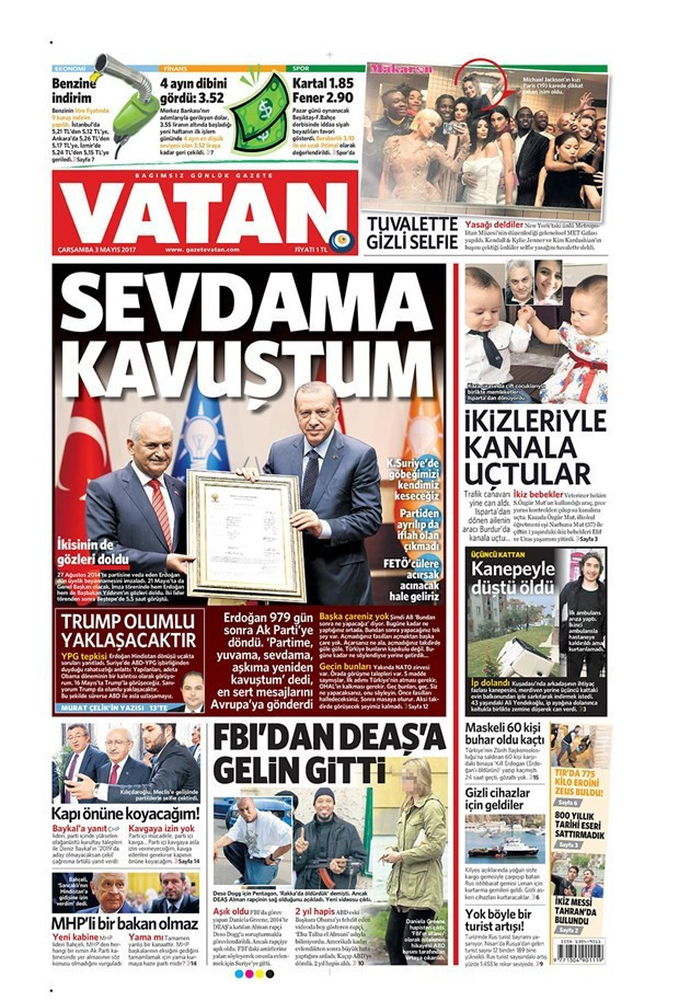 Gazete manşetleri Hürriyet - Sözcü - Habertürk 3 Mayıs 2017 - Resim: 2