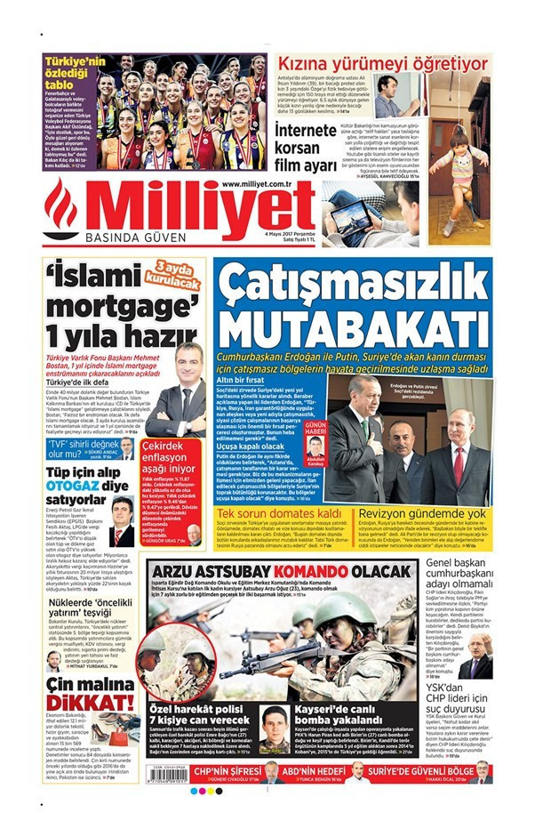 Gazete manşetleri Milliyet - Sözcü - Hürriyet 4 Mayıs 2017 - Resim: 2
