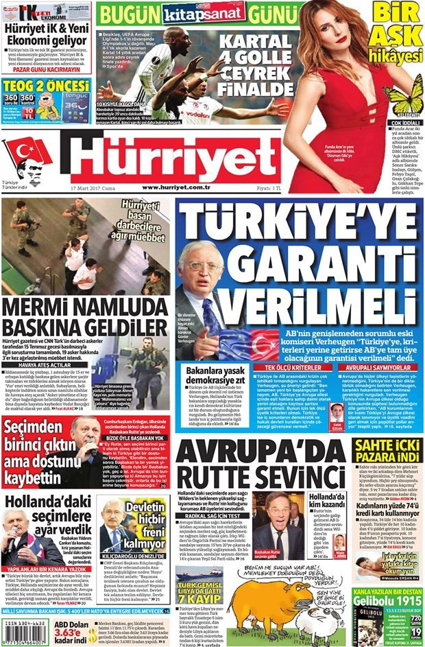Gazete manşetleri Sözcü - Hürriyet - Habertürk 17 Mart 2017 - Resim: 4