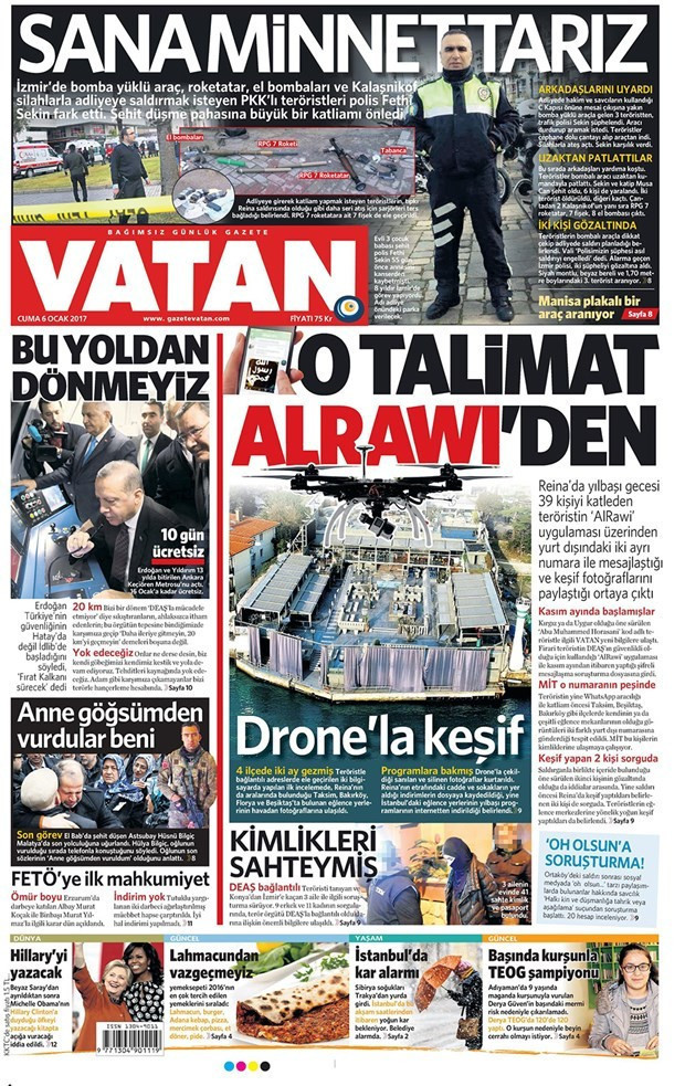 Gazete manşetleri 6 Ocak 2017 Sözcü - Hürriyet - Cumhuriyet  - Resim: 1