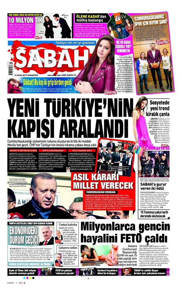 Gazete manşetleri 14 Ocak 2017 Hürriyet - Sözcü - Cumhuriyet ne yazdı? - Resim: 4