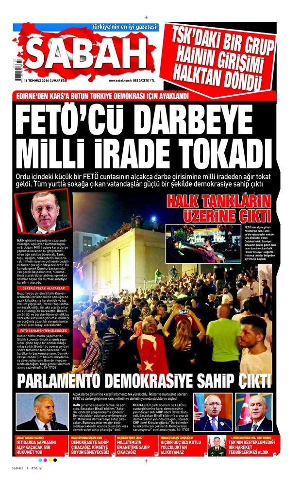 15 Temmuz kanlı darbe girişimi sonrası gazeteler hangi manşetle çıkmıştı? - Resim: 3