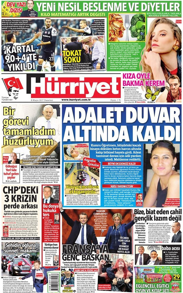 Gazete manşetleri Hürriyet - Fanatik - Fotomaç 8 Mayıs 2017  - Resim: 1