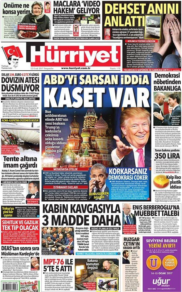 Gazete manşetleri 12 Ocak 2017 Hürriyet - Sözcü - Habertürk ne yazdı? - Resim: 2