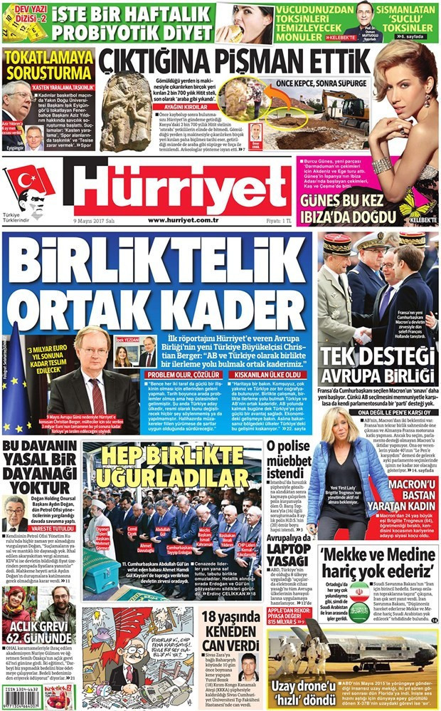 Gazete manşetleri Sözcü - Hürriyet - Karar 9 Mayıs 2017 - Resim: 1